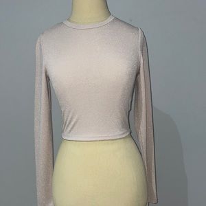 Light pink long sleeve sparkly crop top